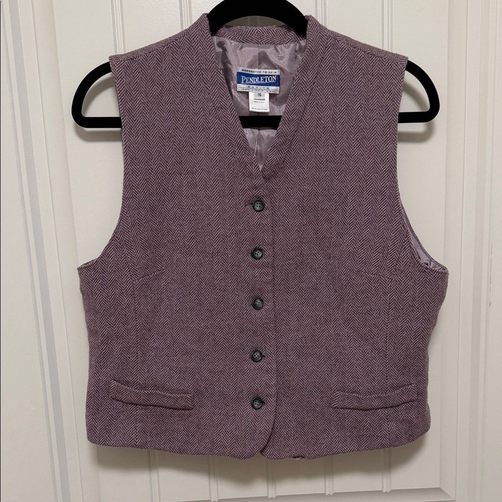 Pendleton Lavender Wool Herringbone Vest